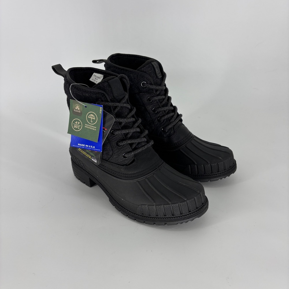 New Kamik Sienna Mid 2 Winter Boots Black Women Size 8 Waterproof Insulated